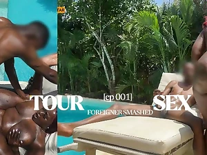 Mombasapornstar's chubby tits bounce as she gets pounded by a enormous black cock to hand a public pool